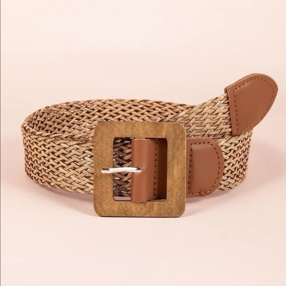 New Brown Woven Buckle Clasp Belt